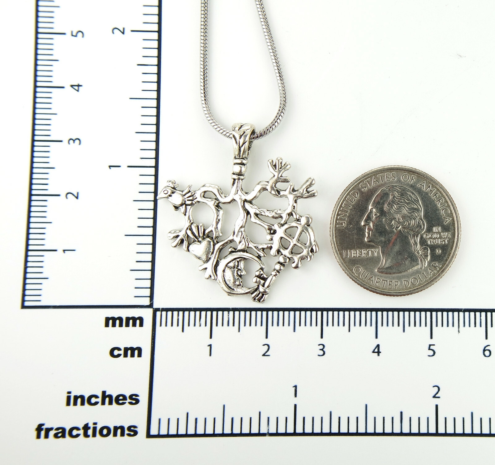 Cimaruta Charm Necklace or Earrings, Italian Broom Raven Heart Solar Cross Moon