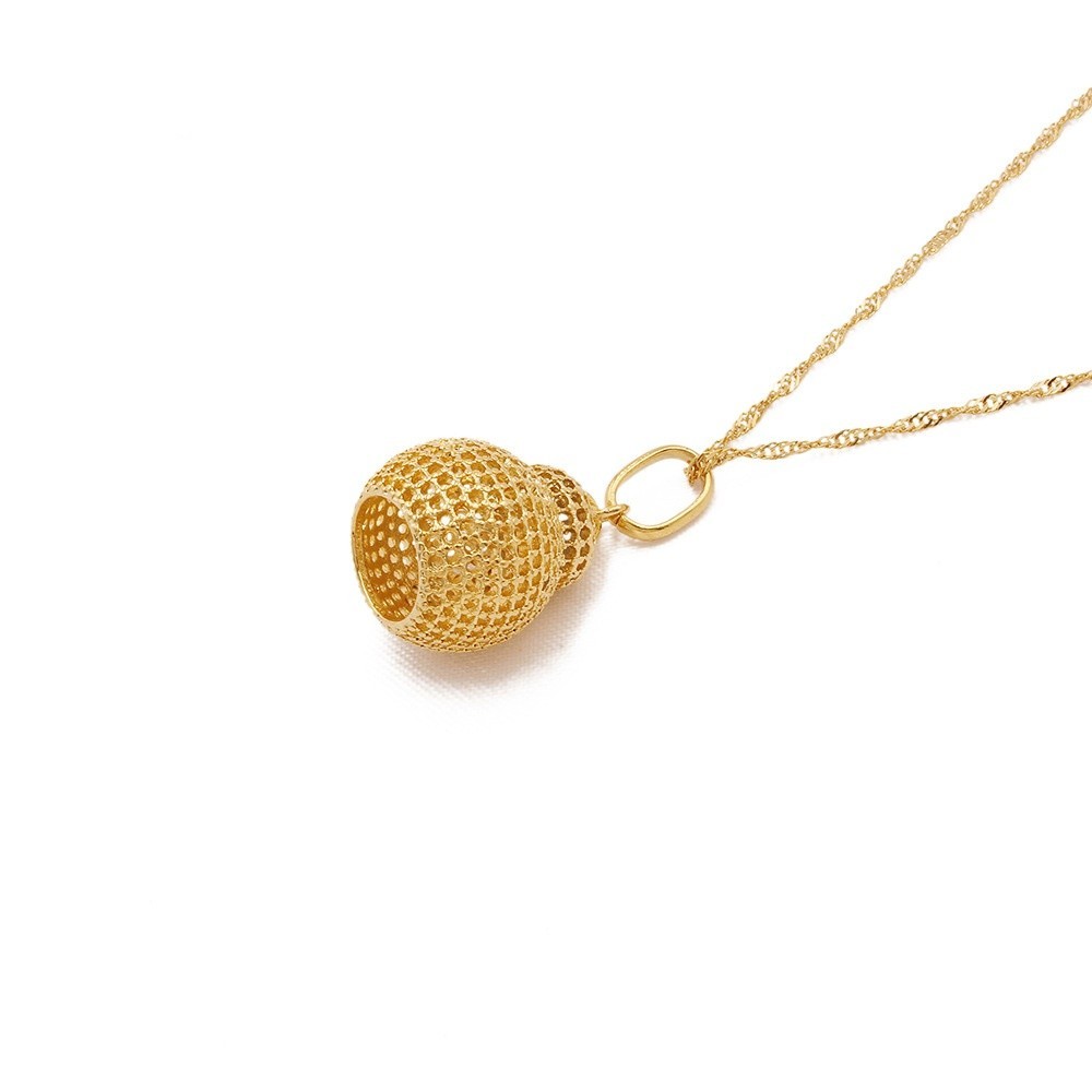 Gold Mesh Ball Pendant Necklace & Earrings Set – Filigree Hollow Sphere Jewelry