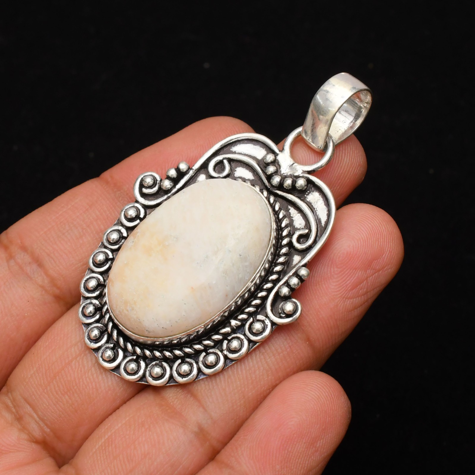 Scolecite Gemstone Handmade 925 Sterling Silver Jewelry Pendant 2.28″