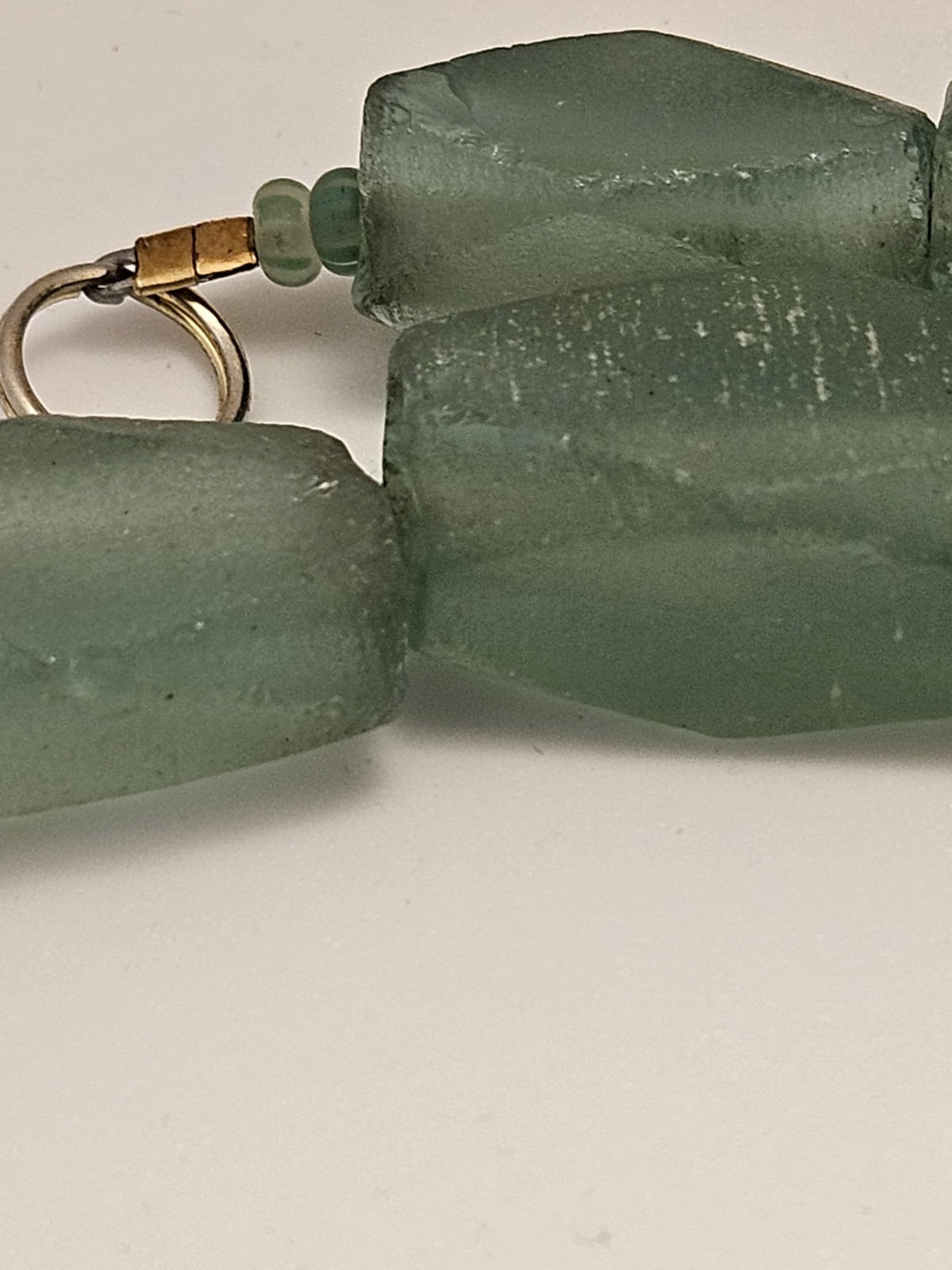 Green Glass Stone & Gemstone Beaded Necklace Trillion Charm Pendant Happiness