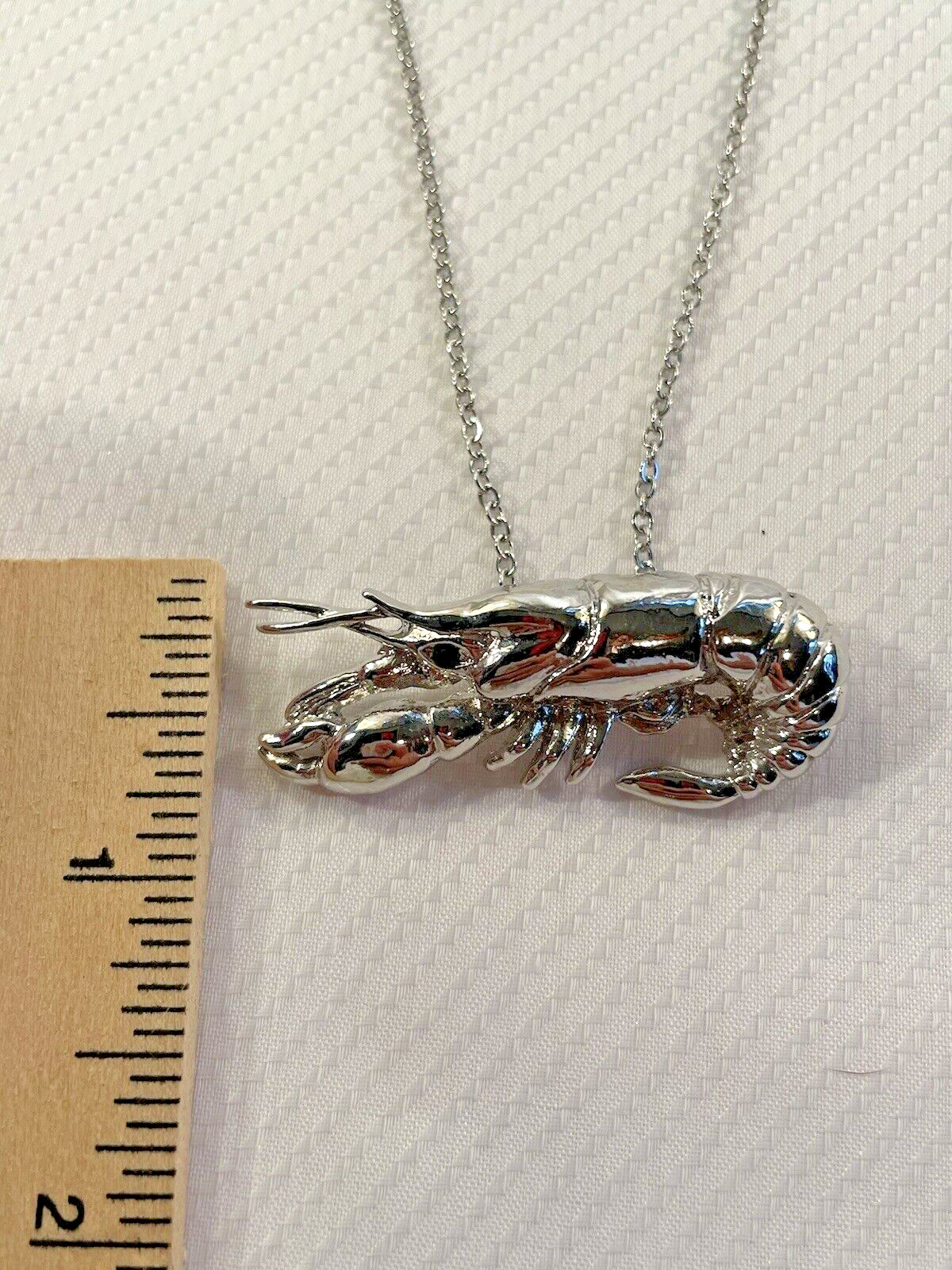 Crawfish Lobster Charm Pendant Necklace 20” Stainless Chain Coastal Jewelry NEW