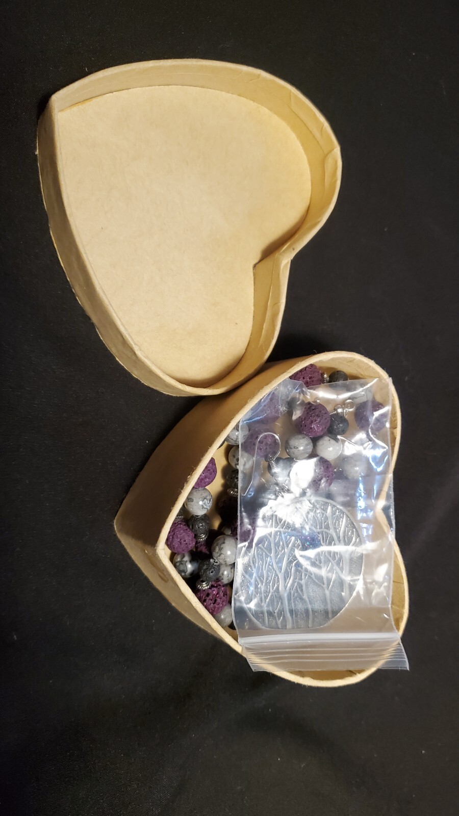 Handmade Womens Necklace Set Semi Precious Moon And Trees Pendant 20″ Total