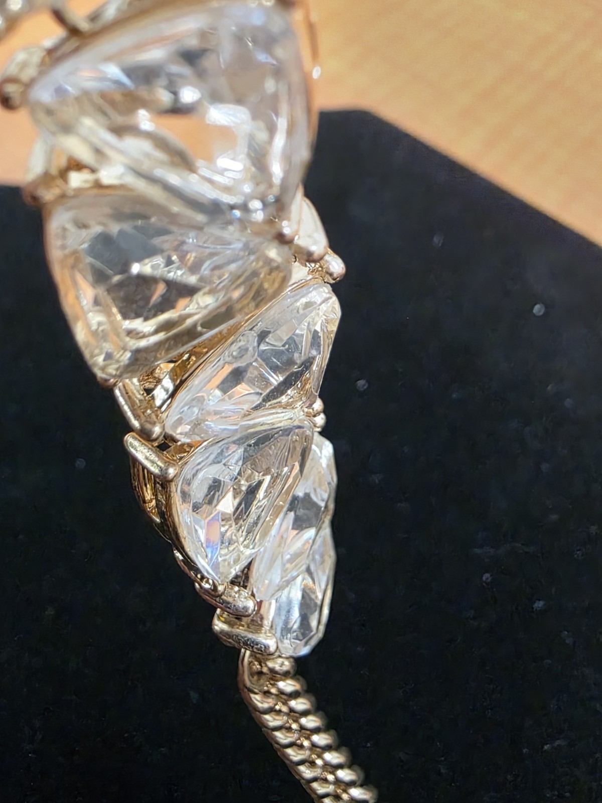 A New Day Crystal Trillion Stone Collar Chain Necklace Metallic Gold