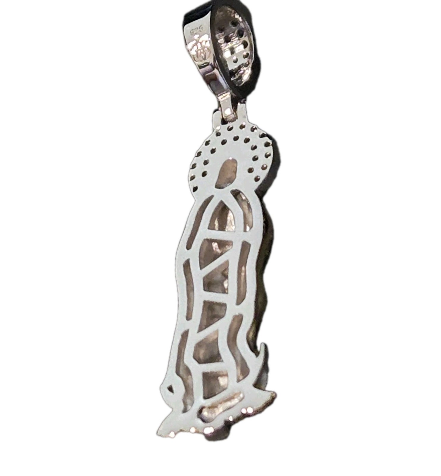14k Gold Vermeil MOISSANITE Virgin Mary Pendant Over 925 Silver NEW