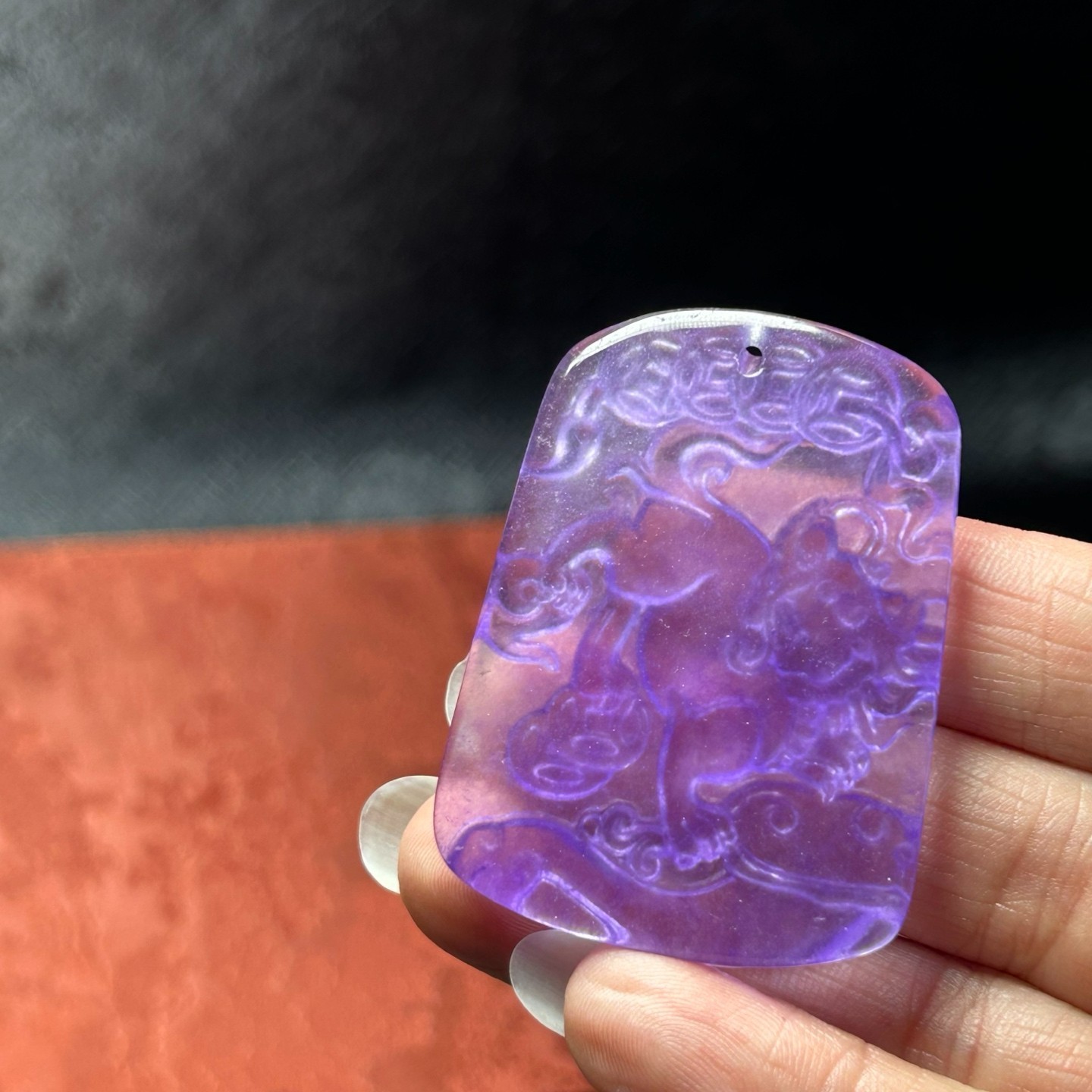 Nature ice purple Burmese Jade Jadeite Carved Kirin lucky Pendant&Necklaces