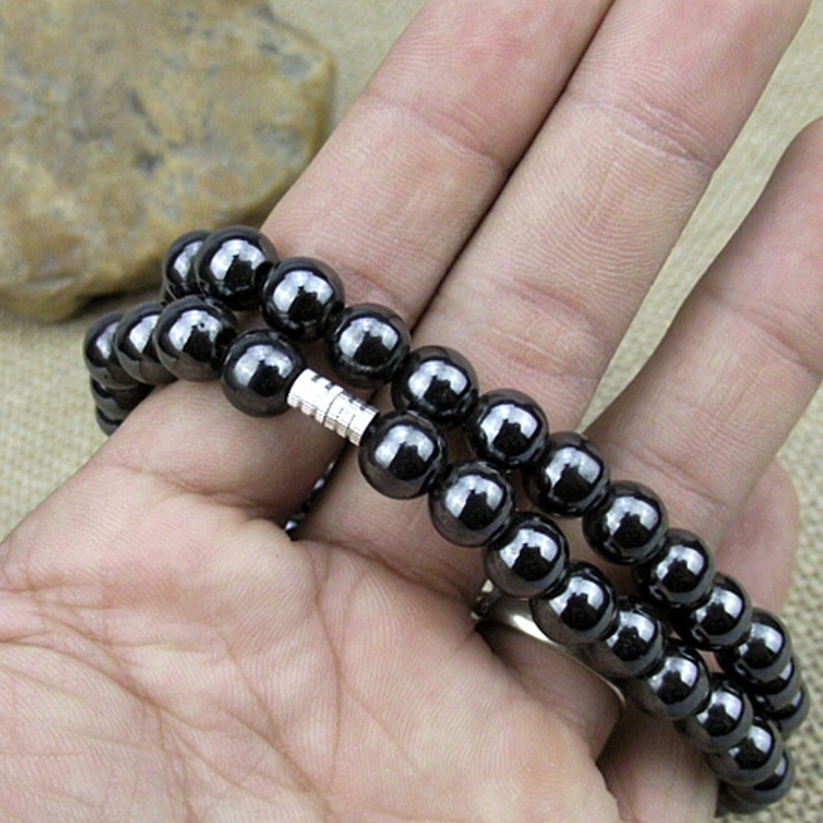 Fashion Black Magnetic Hematite Beads Health Care Necklace Women Men Jewelry