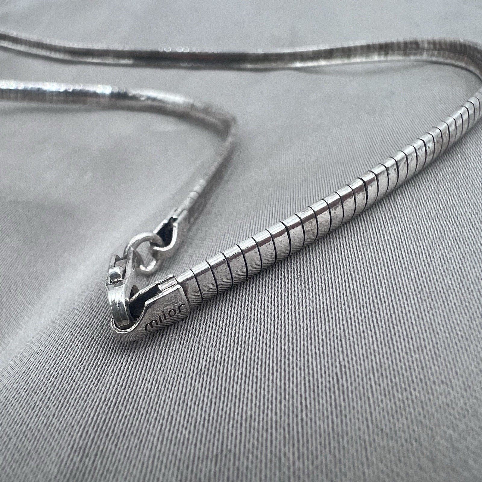 Milor 925 Sterling Silver Herringbone Chain Necklace Lobster Clasp Italy 6mm 20”