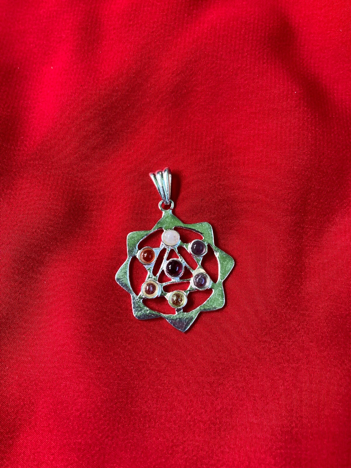 Seven Chakra Harmony Eight Pointed Star Pendant of Health and Healing