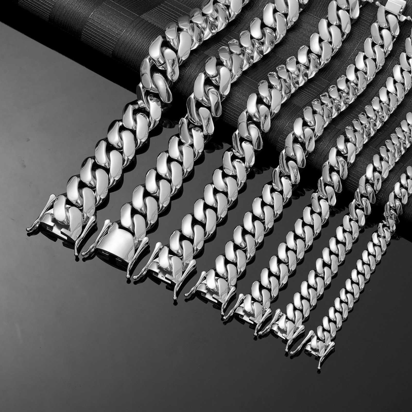 Heavy 6-20mm Miami Cuban Link Chain Silver Stainless Steel Necklace for Men Boys