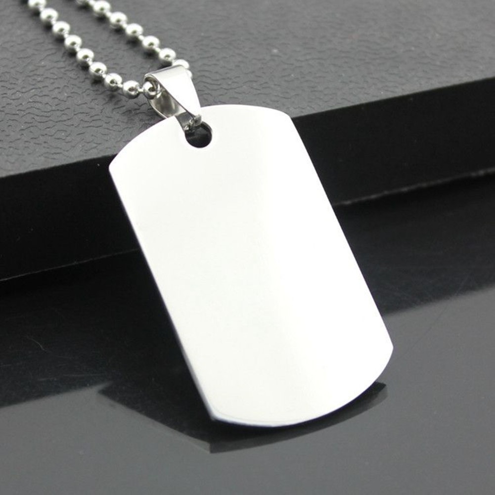 Personalized Unisex Men Engraved Dog Tag Necklace Pendant with Ball Chain