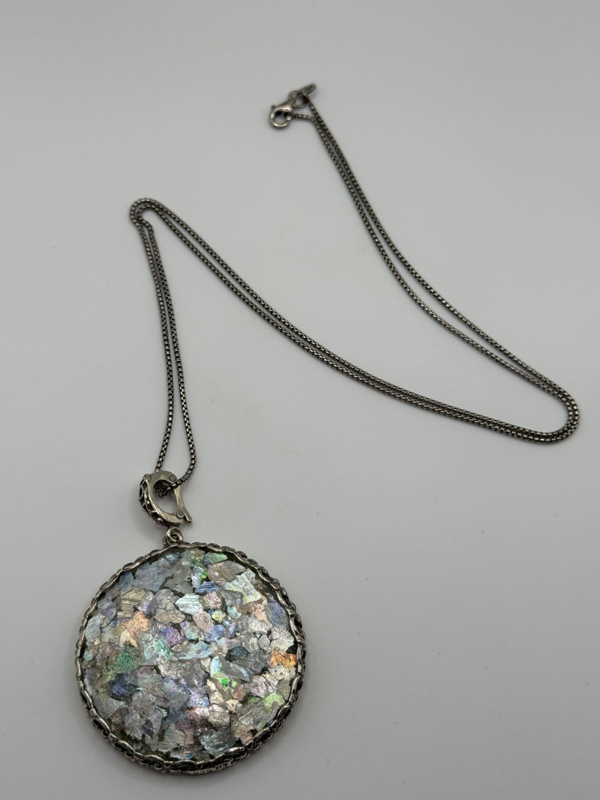 Or Paz Israel Roman Glass Sterling Silver Enhancer Pendant Necklace