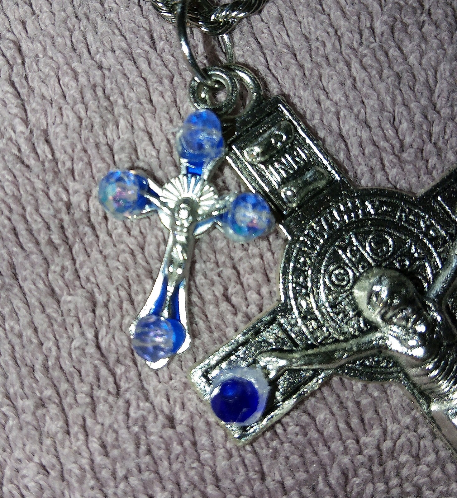 ADJ. CORDED NECKLACE & OBSIDIAN BEAD CROSS PENDANT