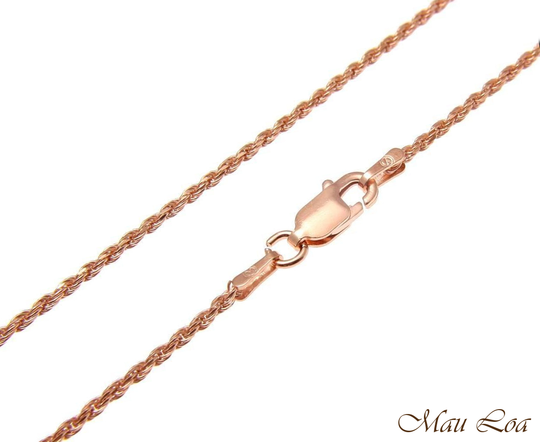 Sterling Silver 925 Italian Pink Rose Gold 1.4mm Rope Chain 16″ 18″ 20″ 22″ 24″