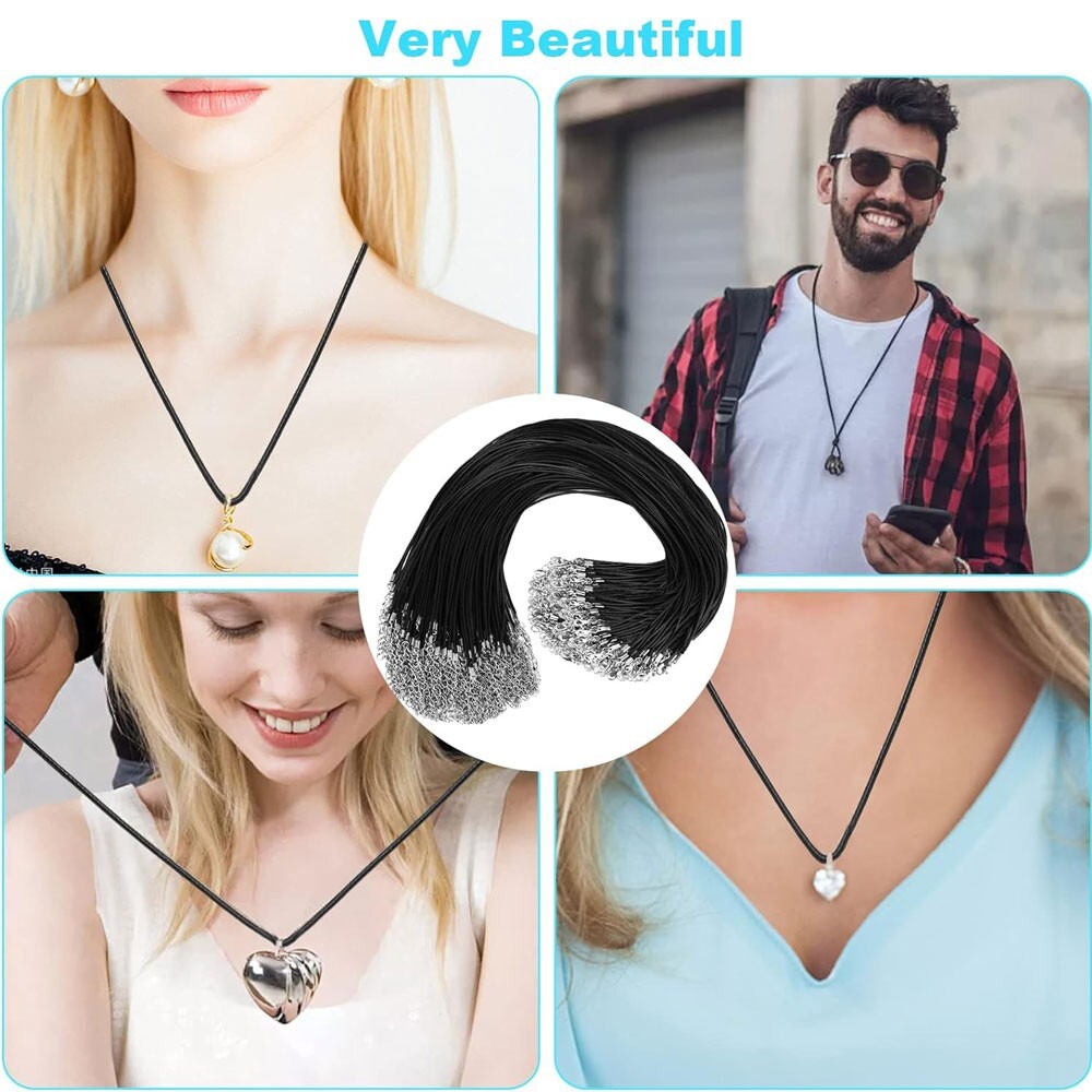 100x Leather Braided Waxed Cord Necklace Chain Rope Jewelry Bracelet Making 18″