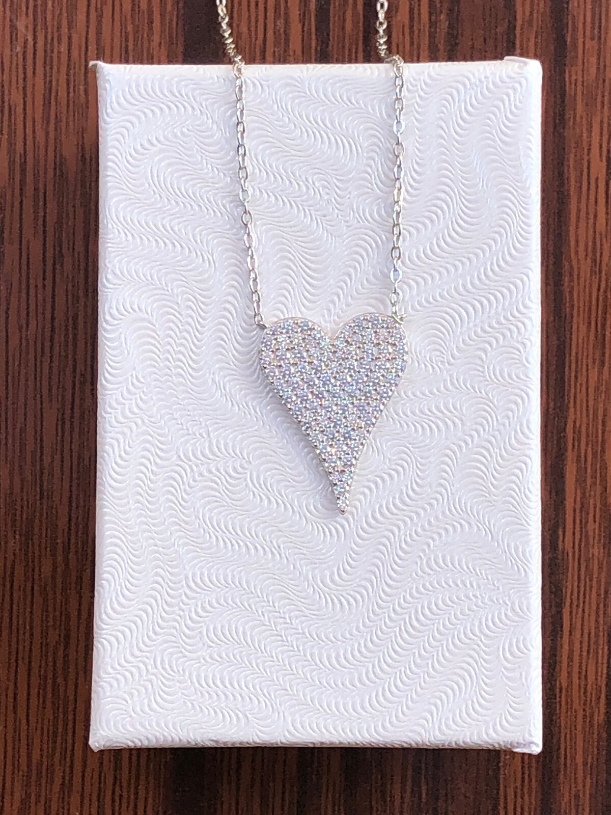 Cz Heart Pendant Necklace 925 Sterling Silver Pave Cz Heart Love Charm 19mm0.75″