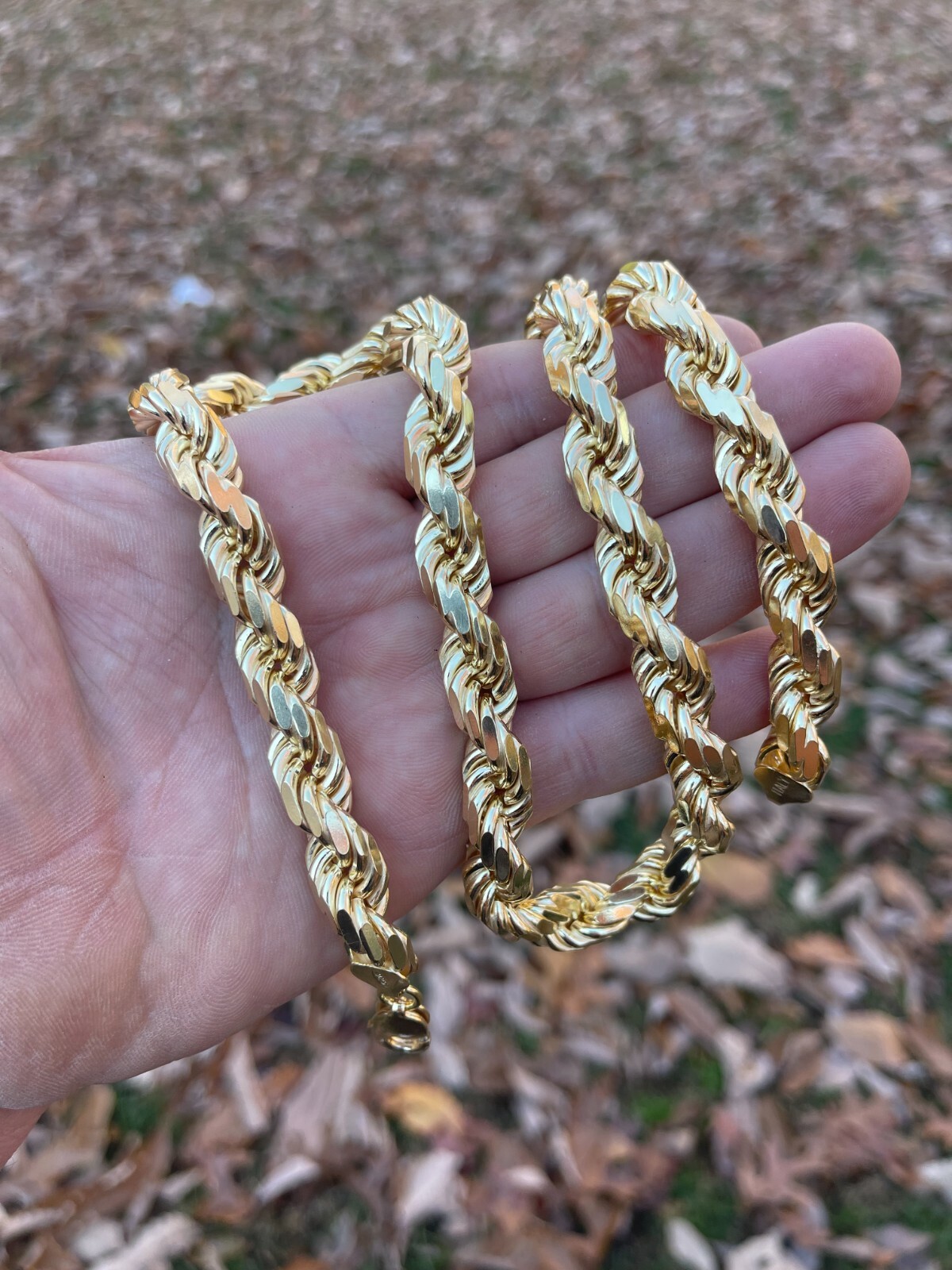 11mm Thick Mens Rope Chain 14k Gold Over Real Solid 925 Sterling Silver Necklace