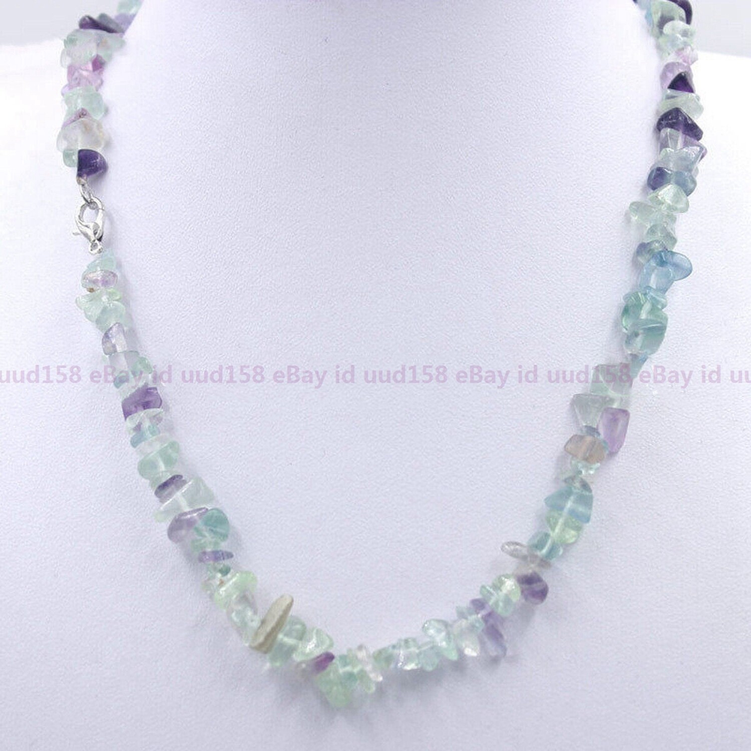 Natural Multiple Gemstone Gravel beads White Gold Clasp Necklace 14-36″ AAA