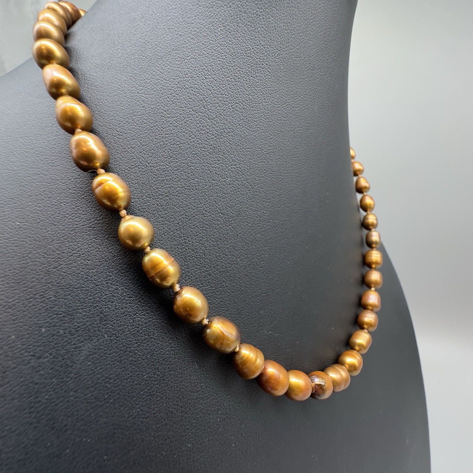 Golden Baroque Freshwater Pearl Necklace 18” Long 6-7mm