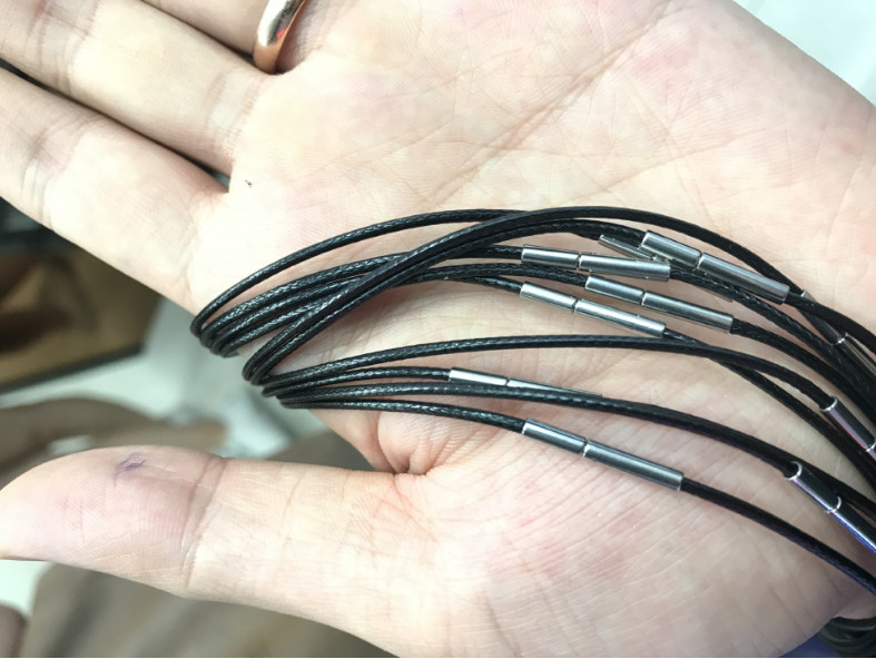 Stainless Steel Clasp 1.5mm Black Wax Leather Necklace Cord String Chain 14-32″