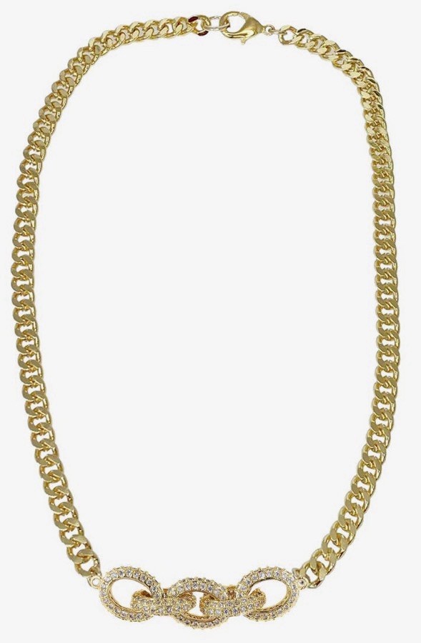 Bianca Pavé Necklace Gold Toned Beautiful & Unique With Red Box 15.5”