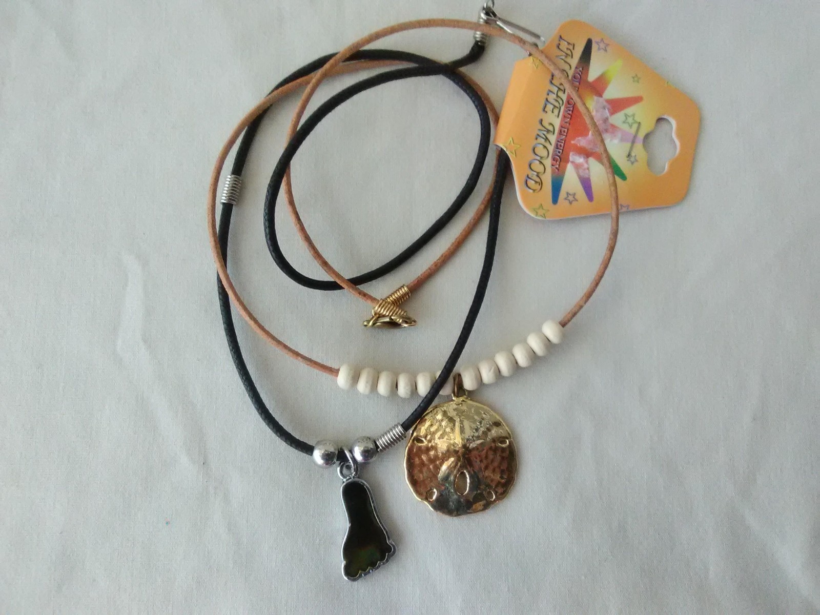 2 Lot Surfer Necklaces Hang Ten Sand Dollar Ethnic Tribal 18″ Gift US Seller New