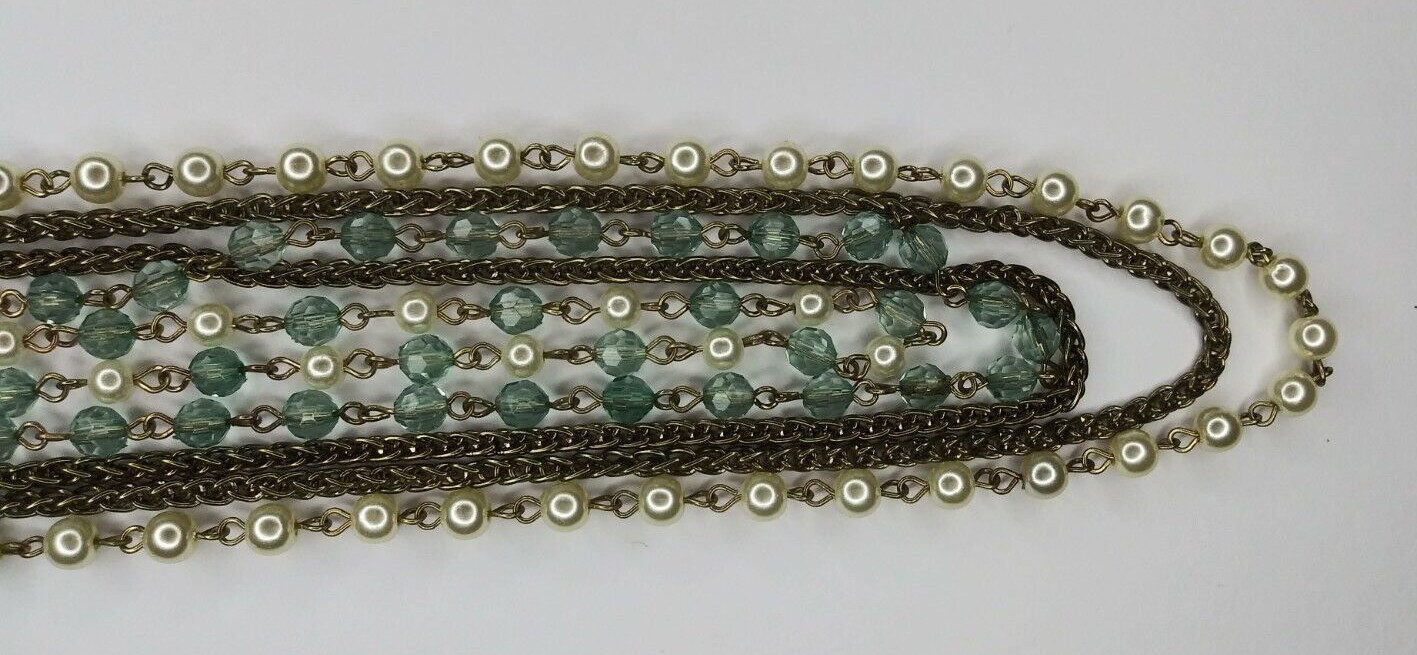 Faux Pearl Necklace with 5 Strands Fashion Costume Jewelry