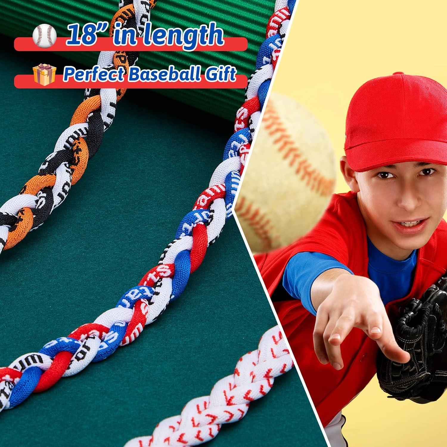Baseball Necklaces Three Braided Rope Titanium Necklace for Fans Team Gifts Boys