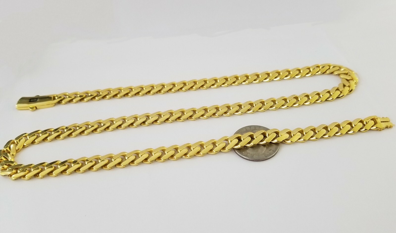 Real 10k Miami Cuban Link Monaco Chain 9mm 24″ inch Box Clasp 10kt Gold necklace