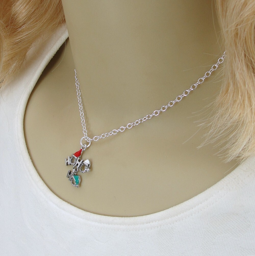 Ho Ho Ho Necklace – Christmas Charm Necklace – HoHoHo Enamel Jewelry