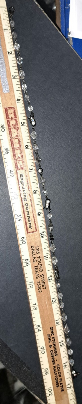 Givenchy Beaded Crystal Glass Choker Necklace Gunmetal Black