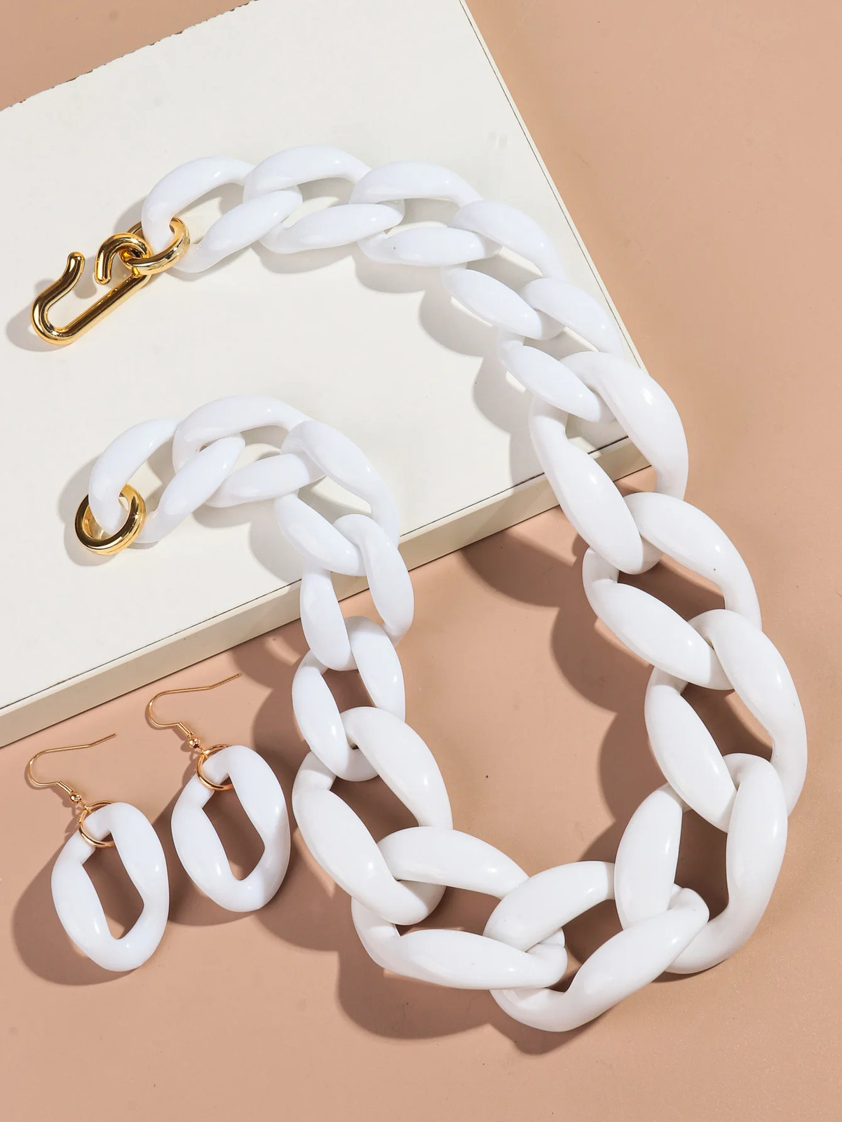 Acrylic Link Chain Necklace Chunky Statement 50cm Party Collar Women Jewelry
