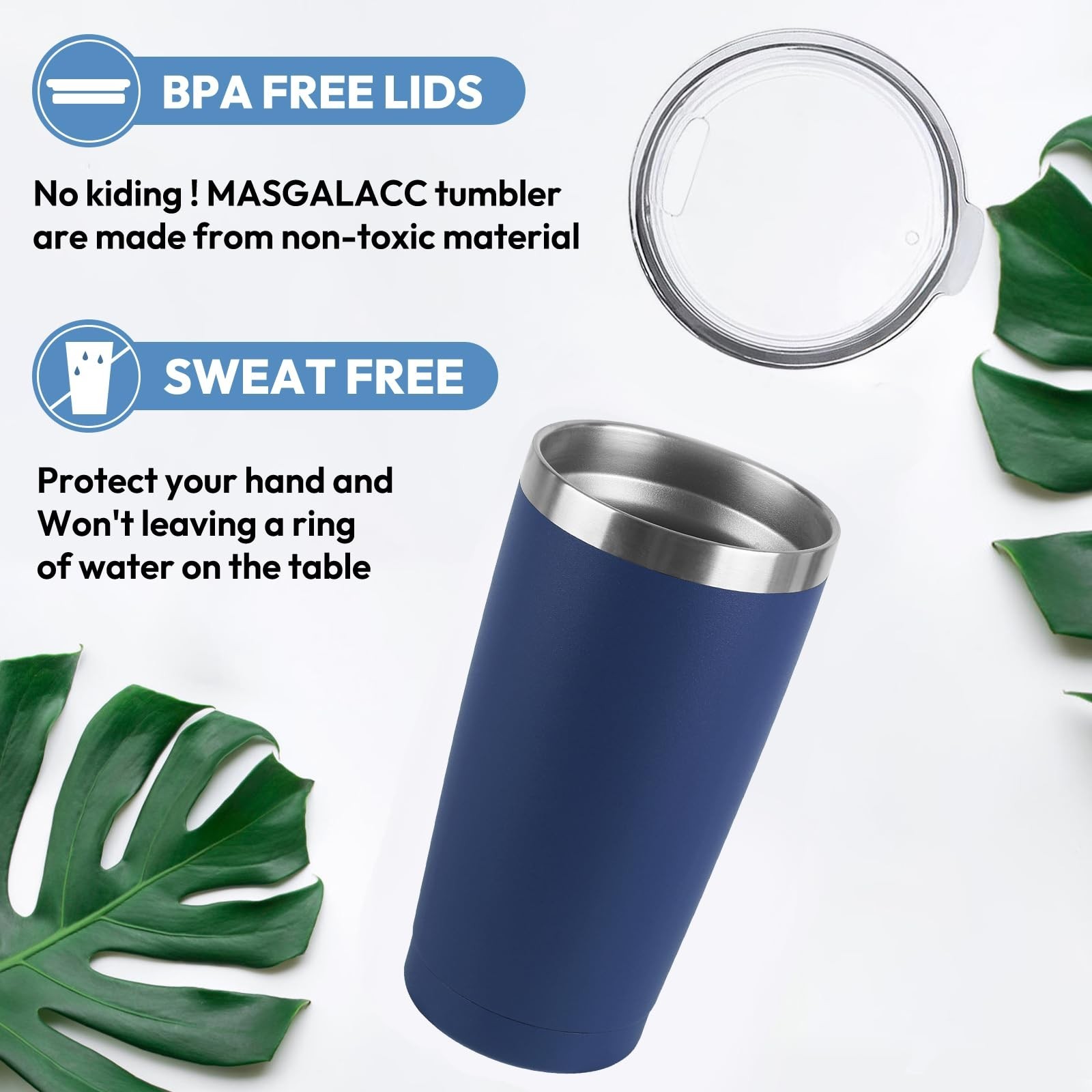 MASGALACC Funny Gifts for Men – 20oz Navy Blue Insulated Tumbler, Birthday