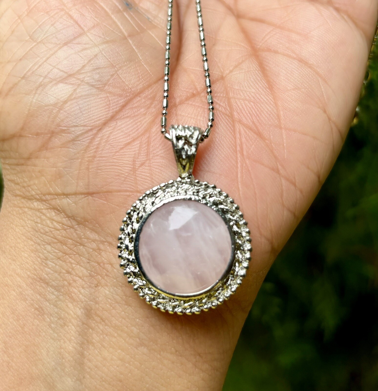 White Gold Filled Pink Rose Quartz Fashion Pendant Locket FREE ASSORTED CHAIN #4
