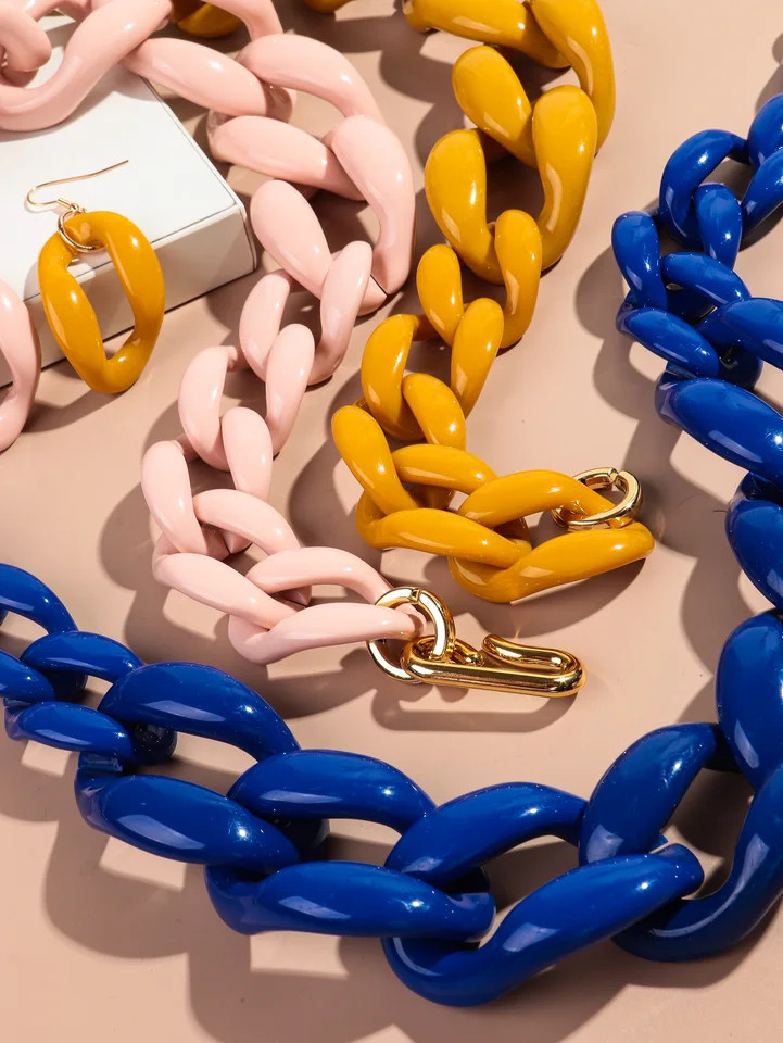 Acrylic Link Chain Necklace Chunky Statement 50cm Party Collar Women Jewelry