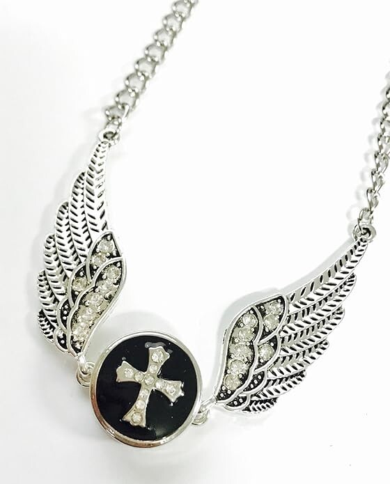 Snap Jewelry Necklace Angel Wing Rhinestone fits 18-20mm Ginger Style Charm 24″