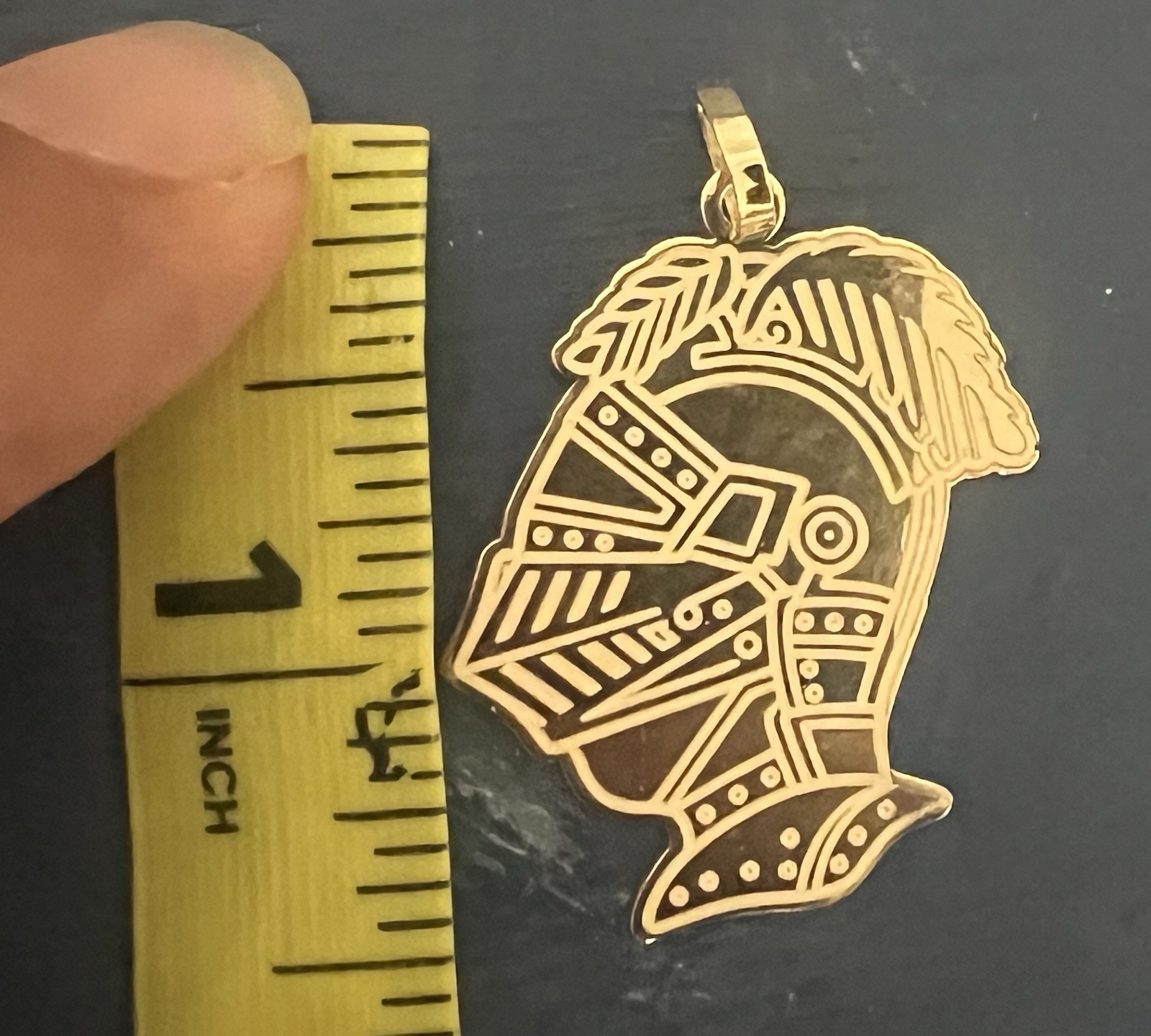 Yellow Gold Metal Abstract Face Head Charm Pendant Asymmetrical Art No Stone