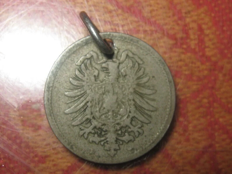 Unique Vintage 1800’s German Germany Eagle Coin Pendant Charm Necklace