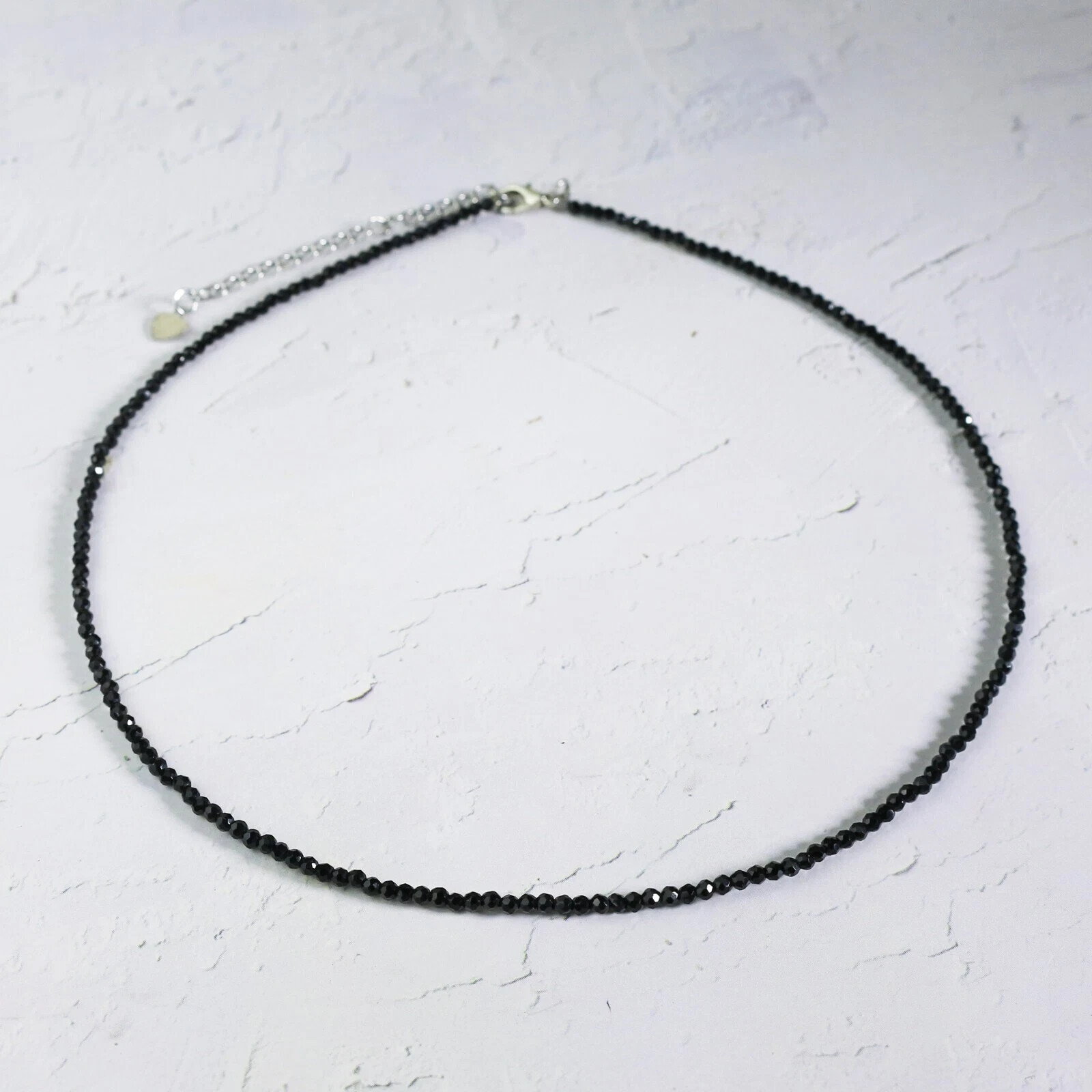 Natural Black Obsidian Choker 2mm Crystal Gemstone Beads Dainty Choker Necklace
