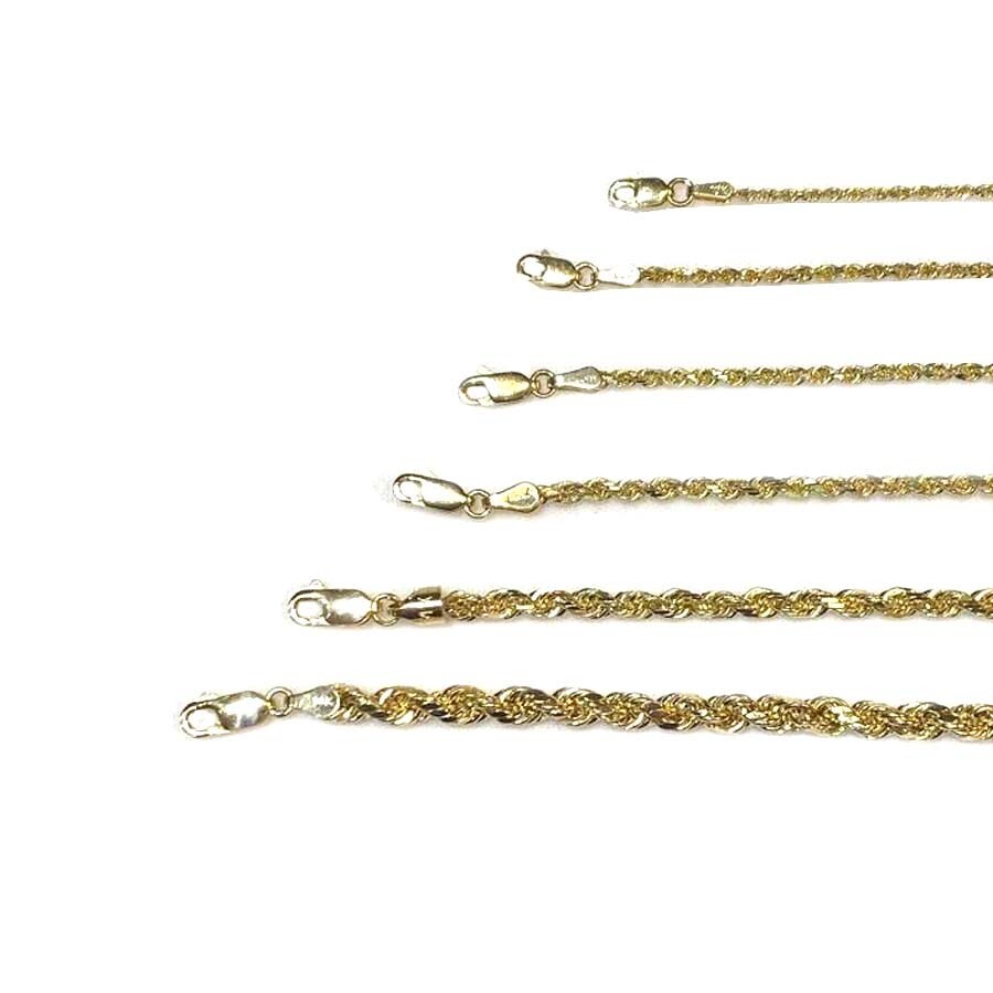 14k Solid Yellow Gold Rope Chain Necklace Bracelet 1mm-10mm Men Women Sz 7″-30″