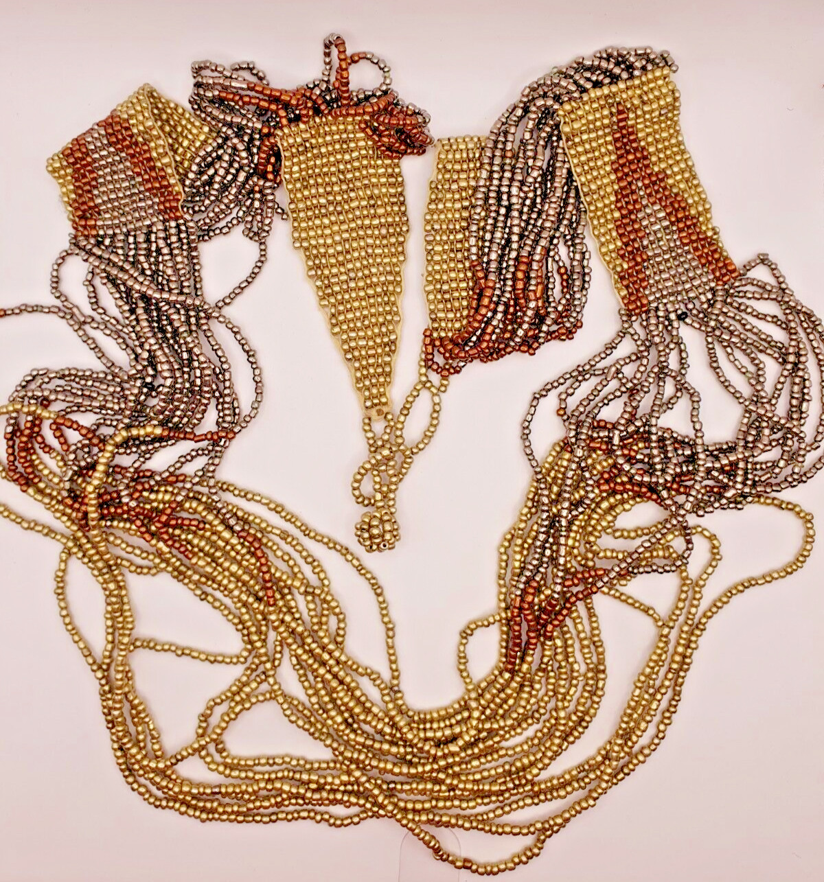 South Western Style Seed Bead Multi Strand None Metal Tribal Ethnic Necklace