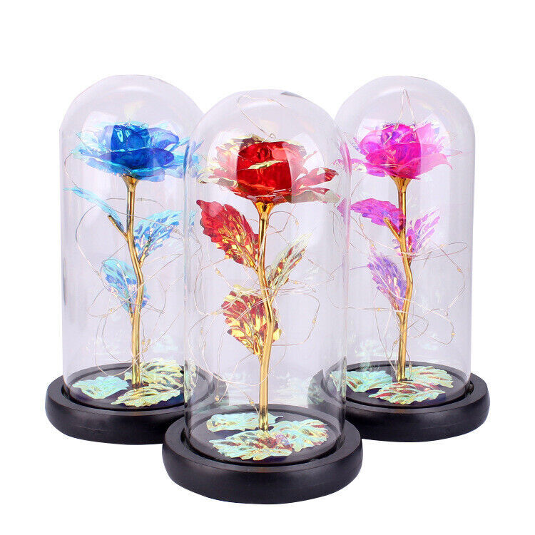 Rose LED Light Glass Gifts for Wife Women Her Christmas Girlfriend Birthday Gift