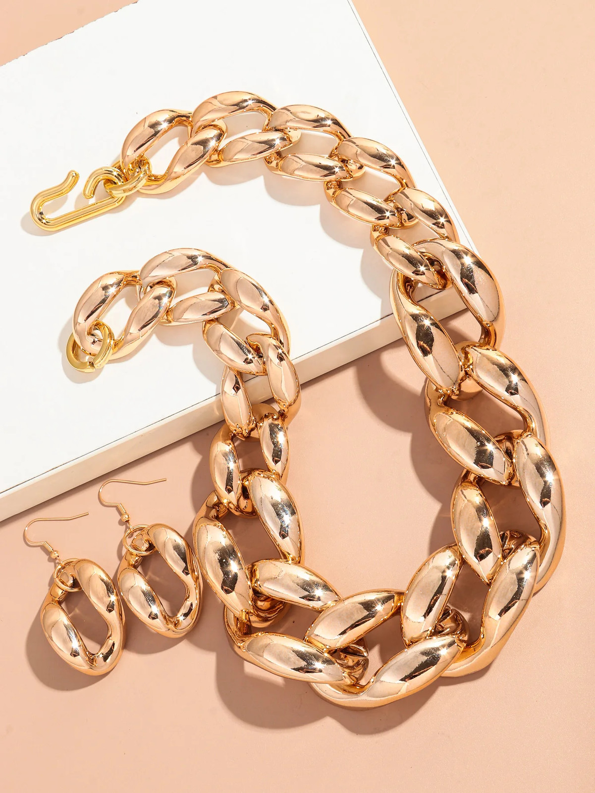 Acrylic Link Chain Necklace Chunky Statement 50cm Party Collar Women Jewelry