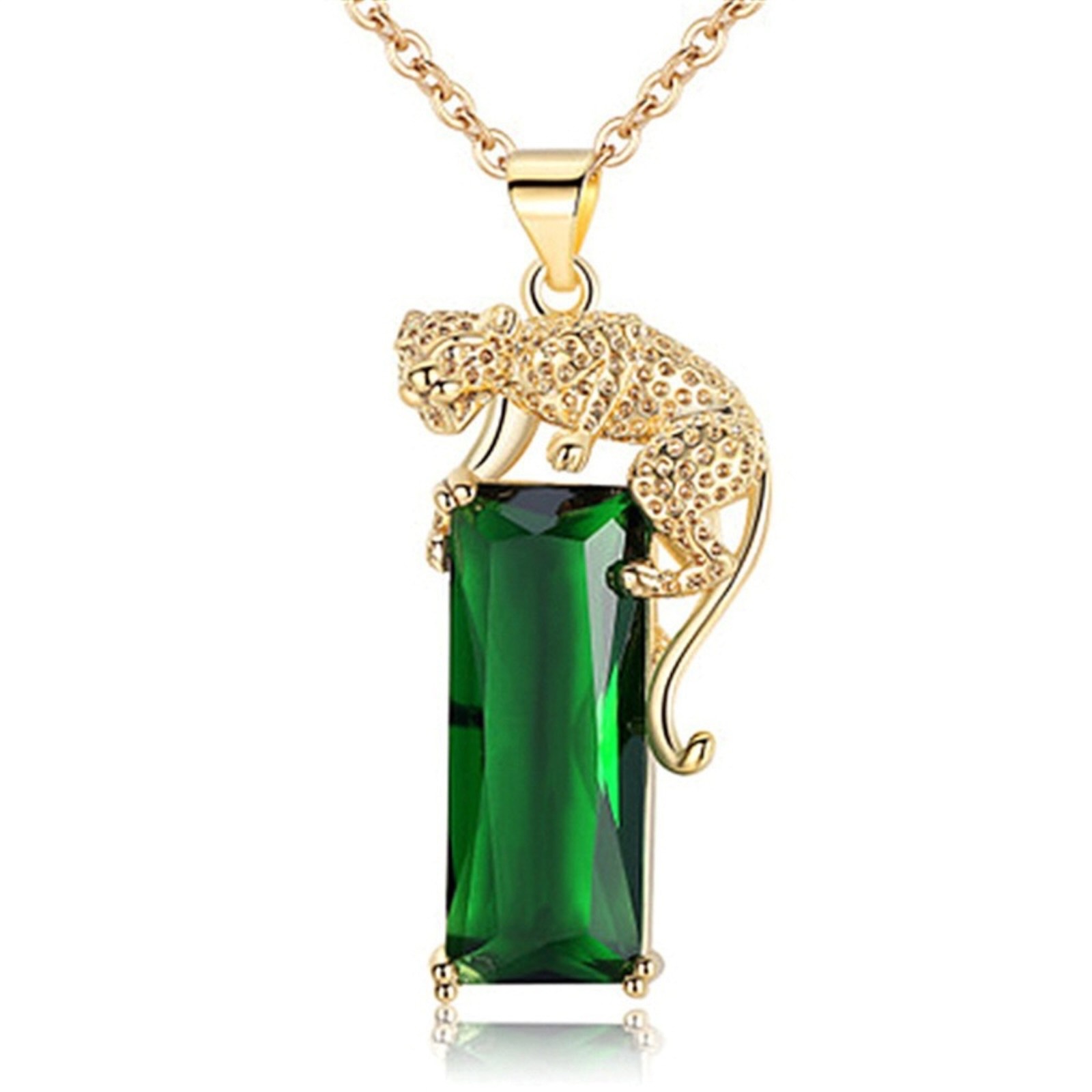 Necklace 18k Yellow Gold Plated leopard Pendant Jewelry Lab-Created zircon C13
