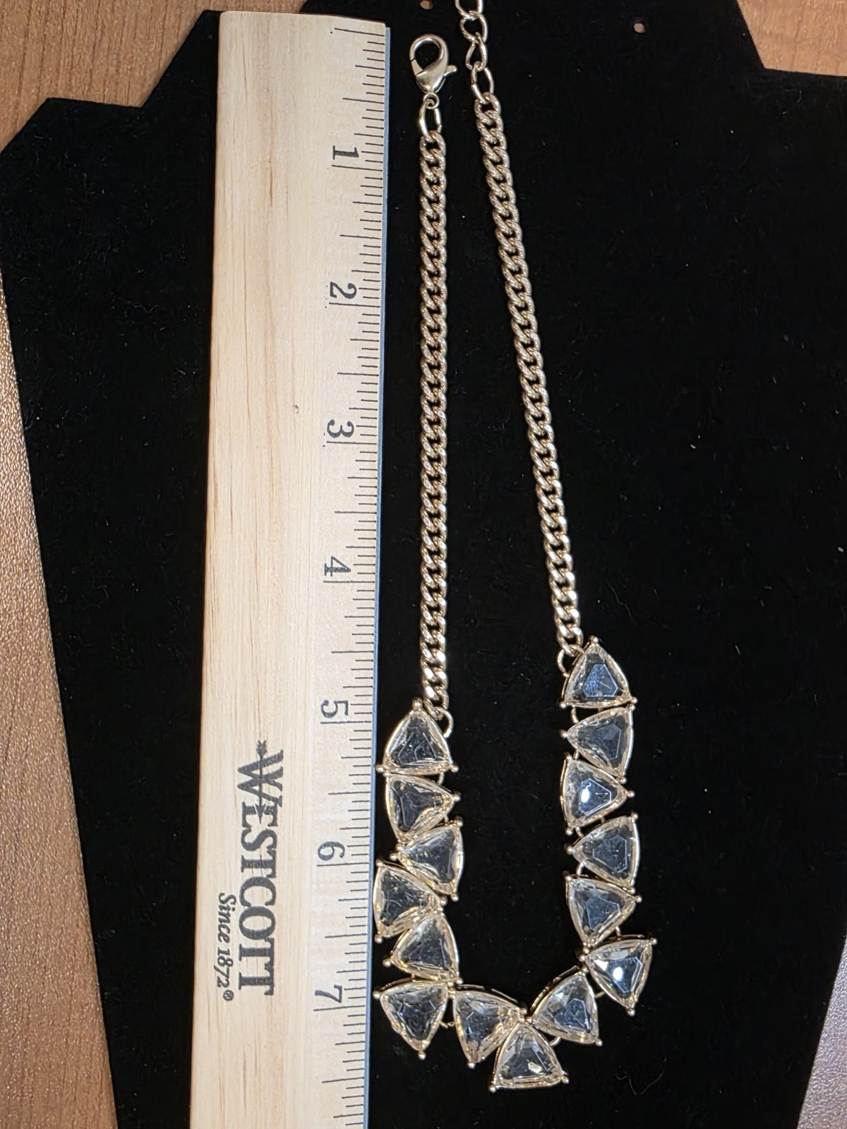 A New Day Crystal Trillion Stone Collar Chain Necklace Metallic Gold