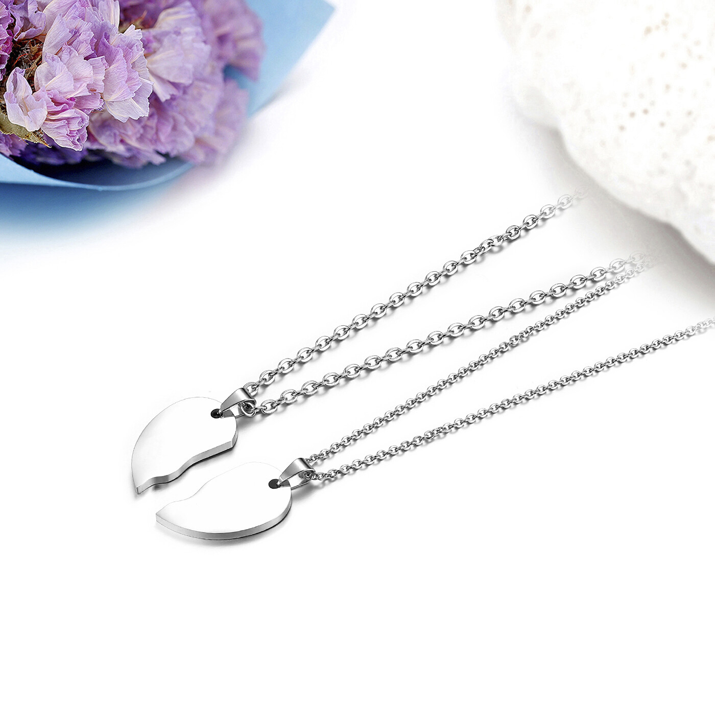 Couples Love Heart Puzzle Pendant Necklace Free Engraving Valentine’s Day Gift