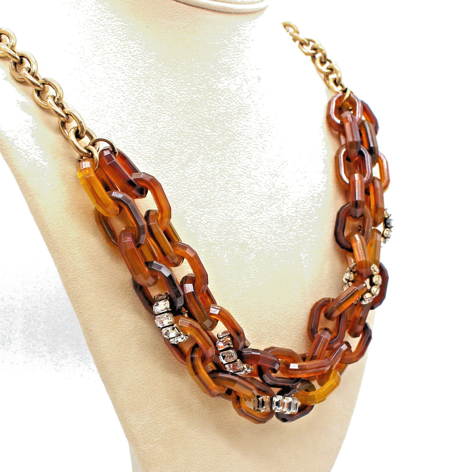 J. Crew Chunky Tortoise Link Necklace with Rhinestones
