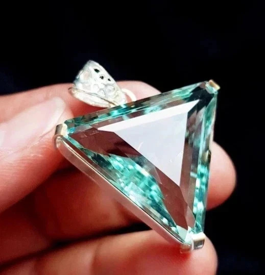 50 Carat Plus Flawless Blue Aquamarine Pendant Solid 925 Silver Plated Jewelry