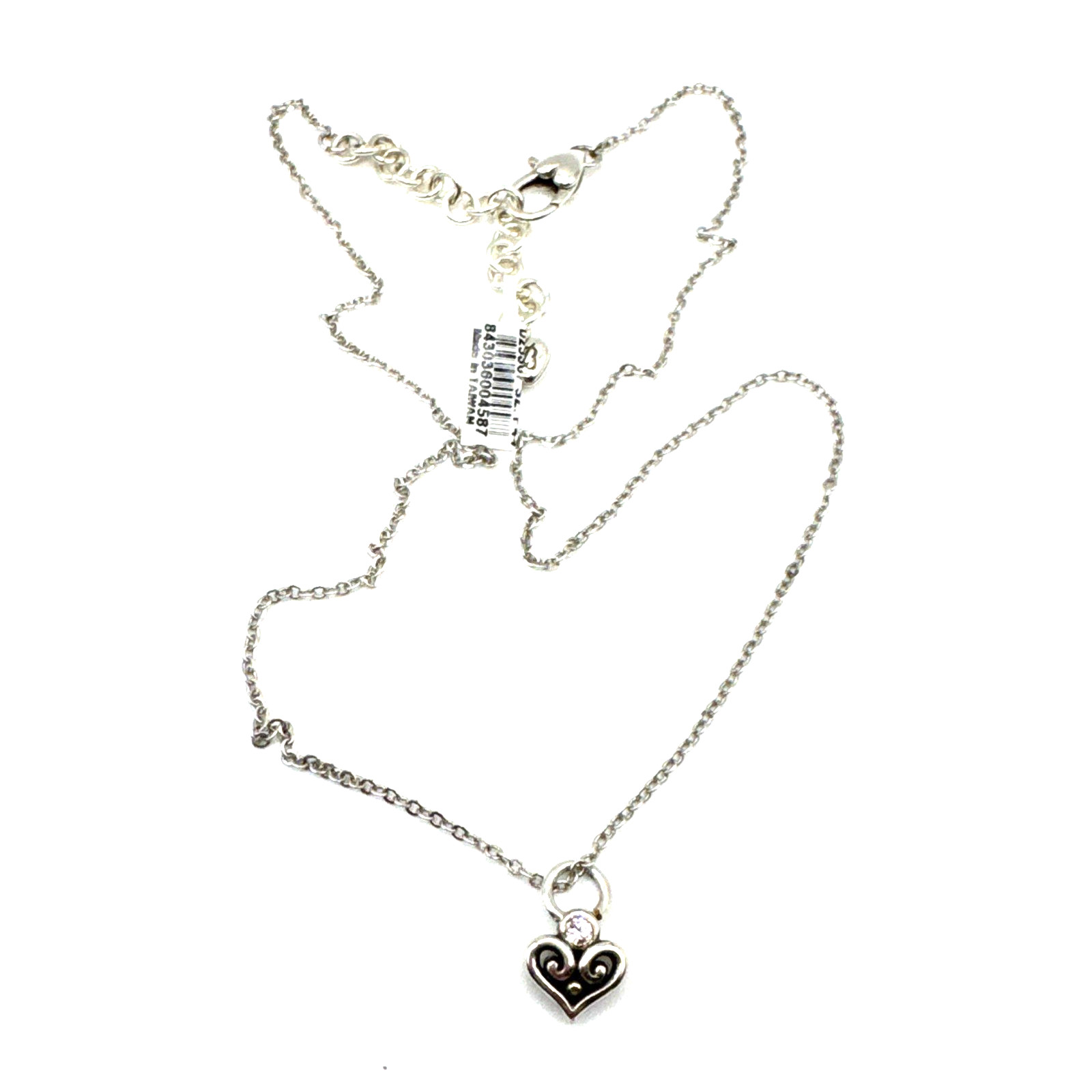 Brighton Alcazar Heart Medium Crystal Center Custom Silver Necklace 18″ NWT
