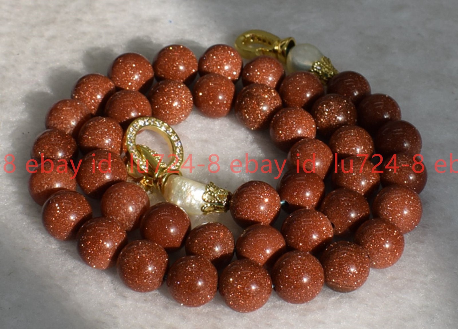 Natural 8/10/12mm Gold Sandstone Pearl Round Gemstone Beaded Necklace 16-28in