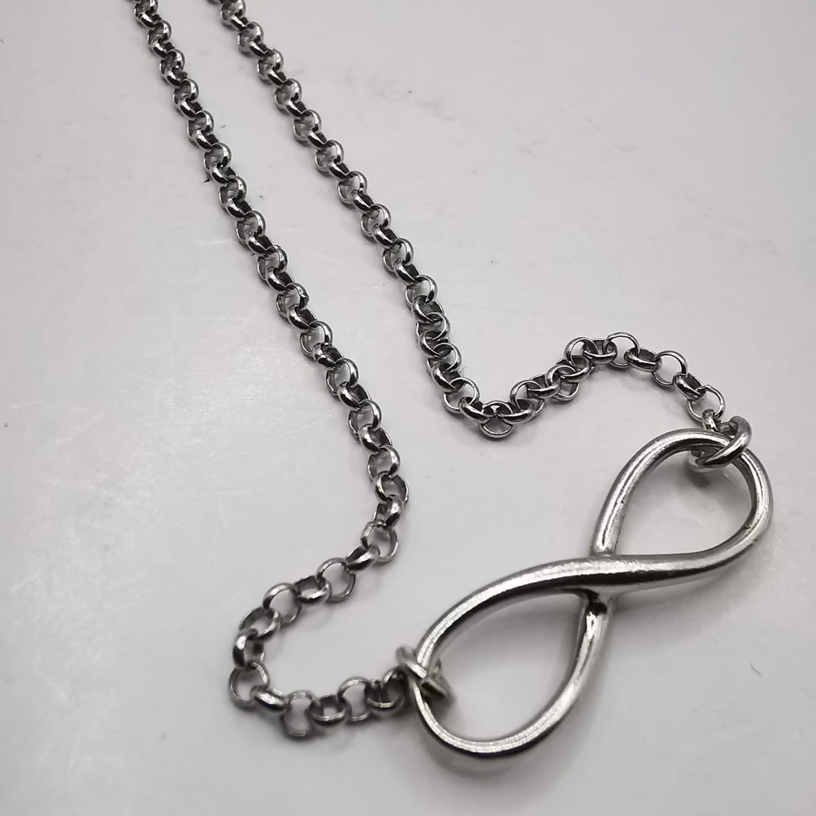Vintage 925 Sterling Silver Infinity Rolo Chain Necklace 3.85g Adjustable 15-17″
